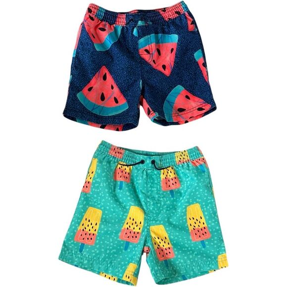 Tea Collection PAIR OF 2 Boys Kids Pull-On Watermelon Popsicle Swim Trunks. 5. - Picture 1 of 10